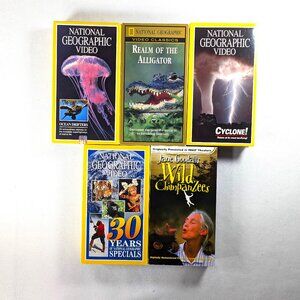 National geographic VHS TAPES + Jane Goodall Wild Chimpanzees 5 VHS collection